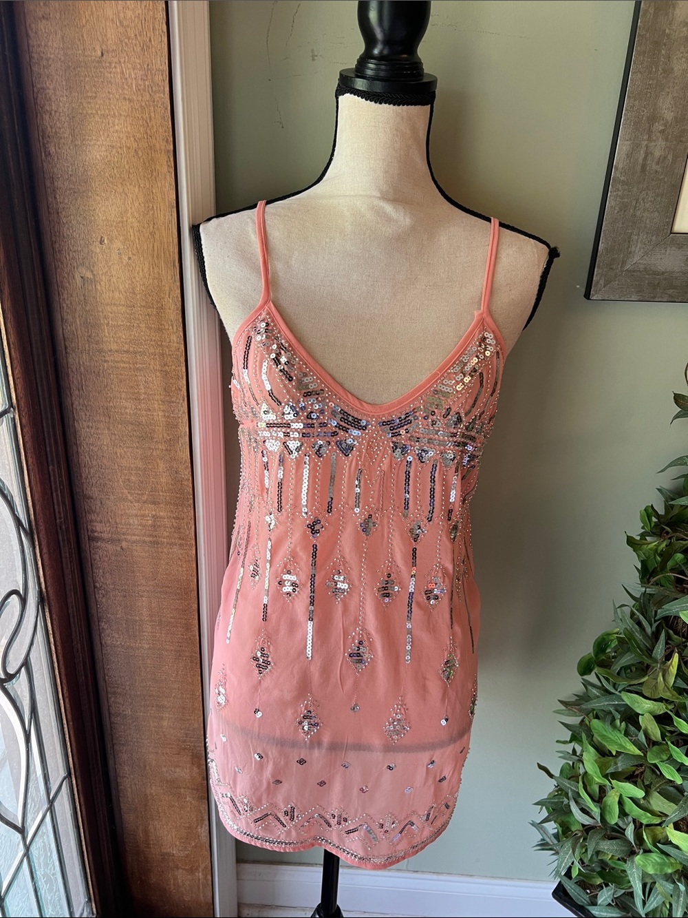 Muy Muy Embellished Pink Sequin Slip Top